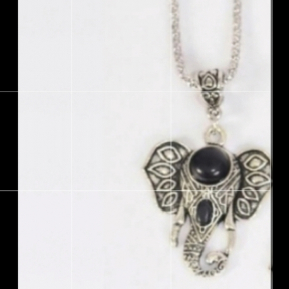 ELEPHANT Necklace Black Stone Pendant Vintage look Silver pl NEW i… - Picture 3 of 15